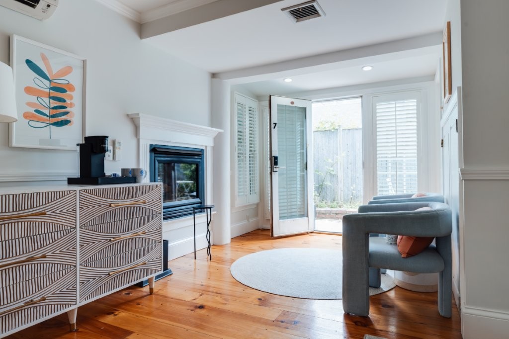 Ellery deluxe queen bedroom and large windows