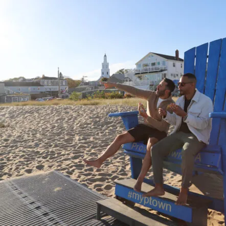 Couple sitting on beach chair